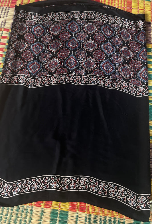 Pure modal silk with ajrakh hand block print.