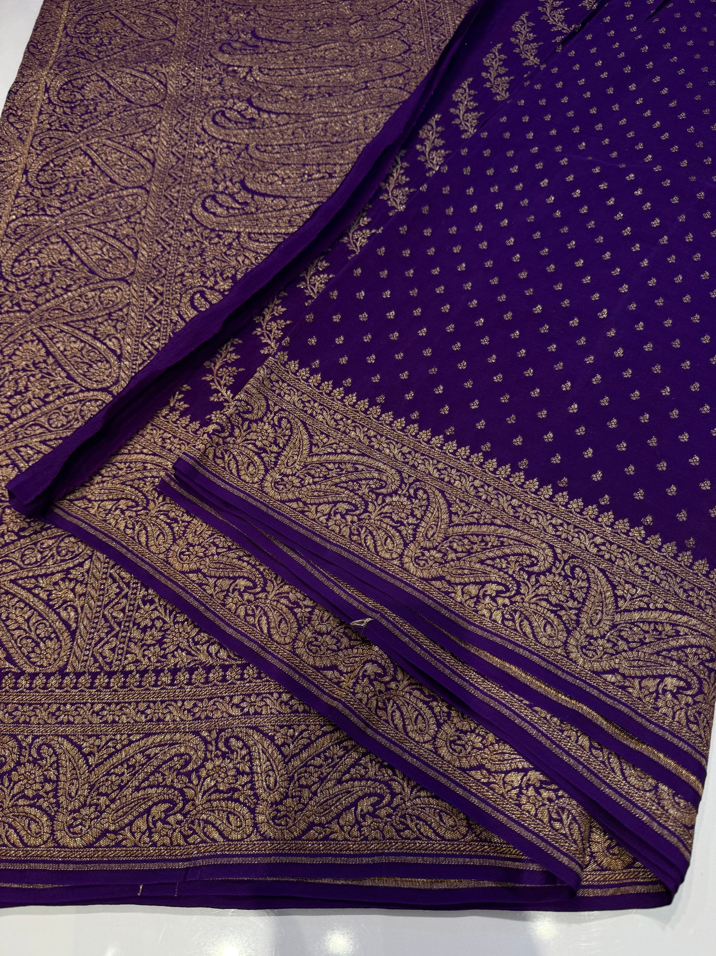 Purple pure crepe Banarasi saree(pure111)