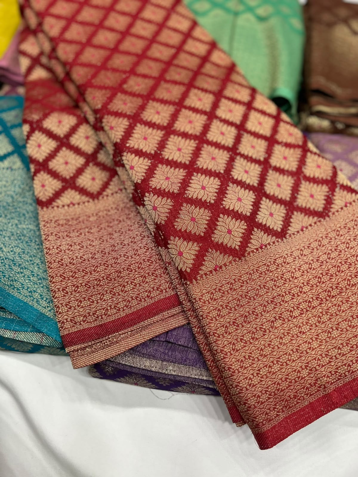 Crushed Brocade georgette sarees