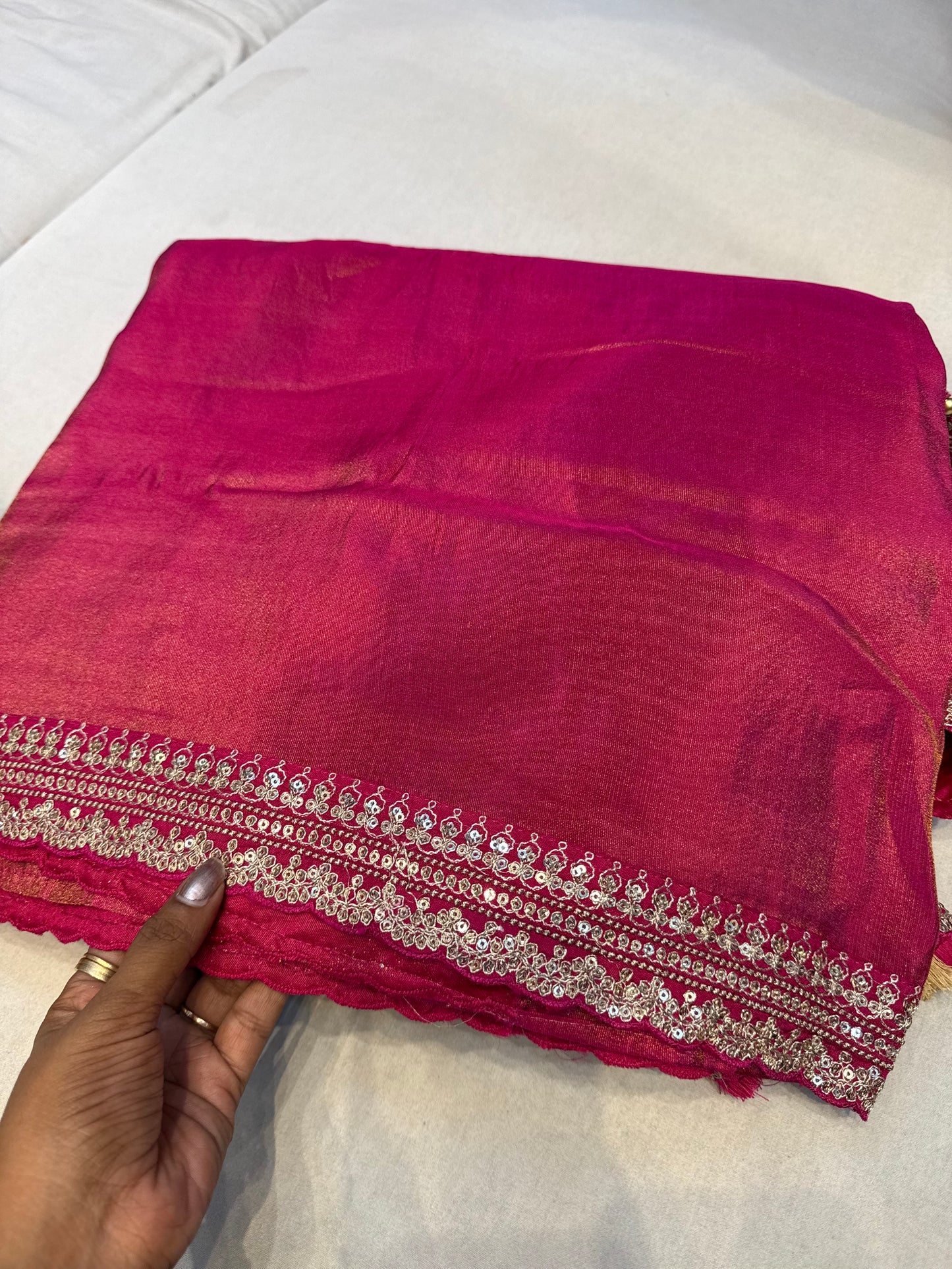 Pink Sabyasachi inspired premium crepe silk saree
