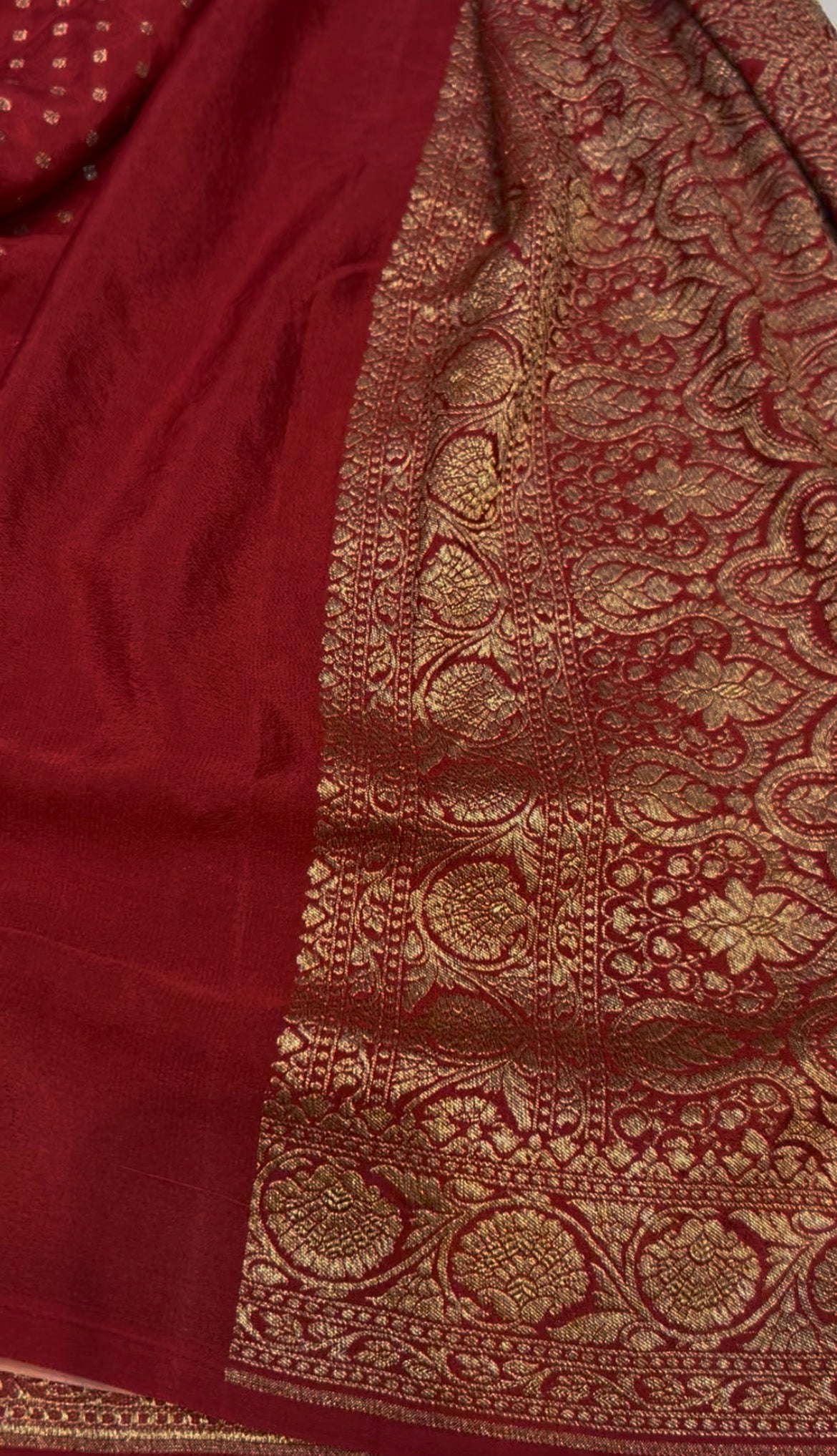 pure crepe Banarasi saree
