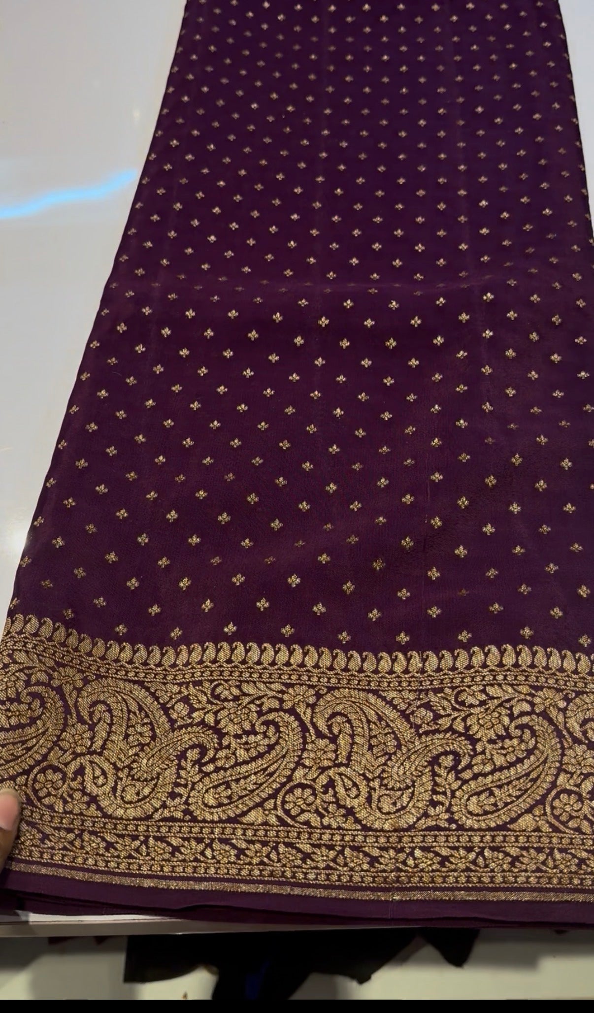 Brown pure crepe Banarasi saree(pure113)