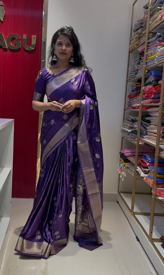Purple Soft Banarasi Saree