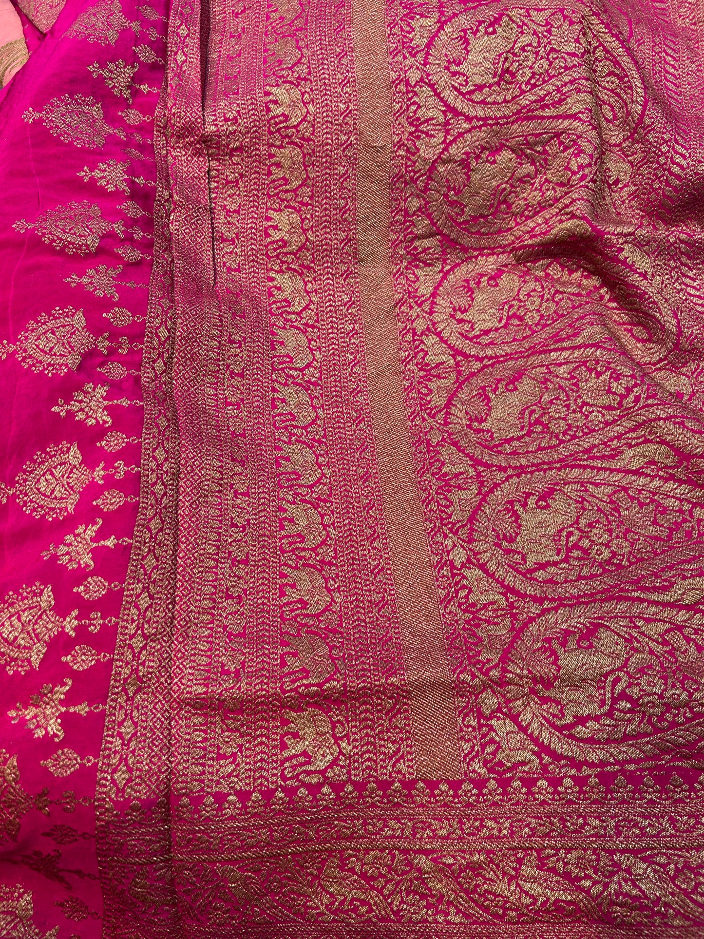 Pink pure crepe Banarasi saree