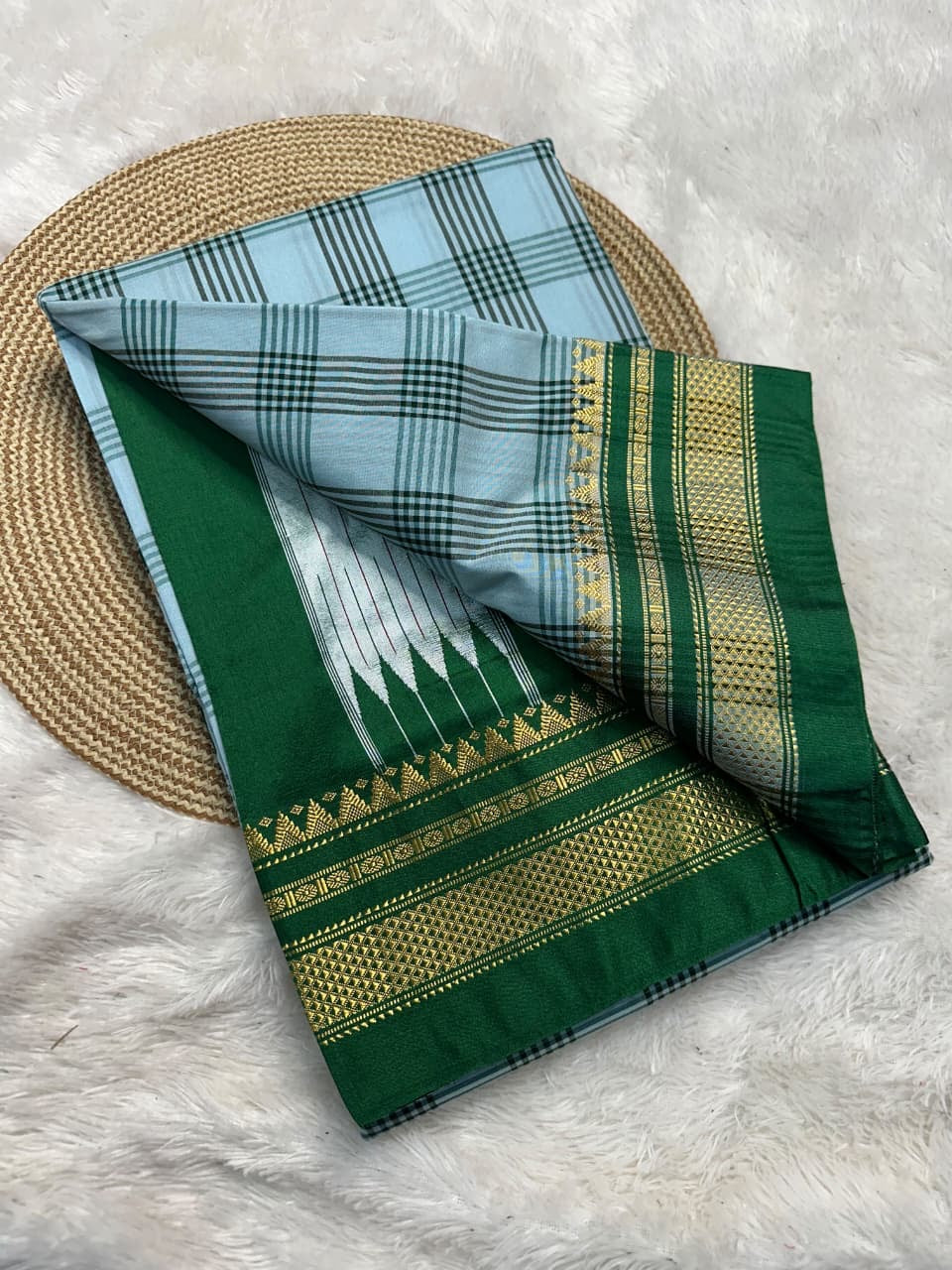 Traditional pure cotton and pure silk pallu saree