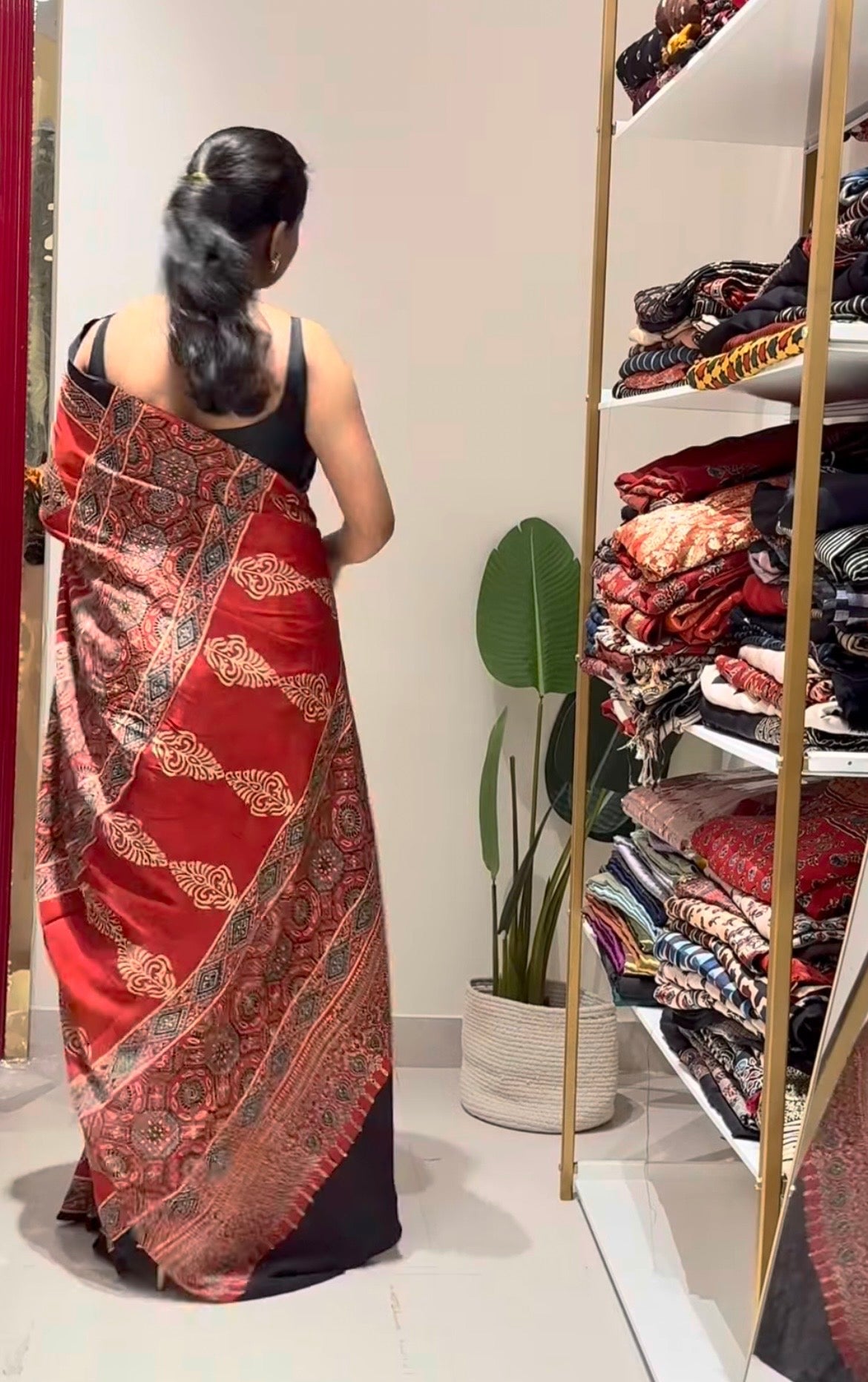 Red pure modal silk saree