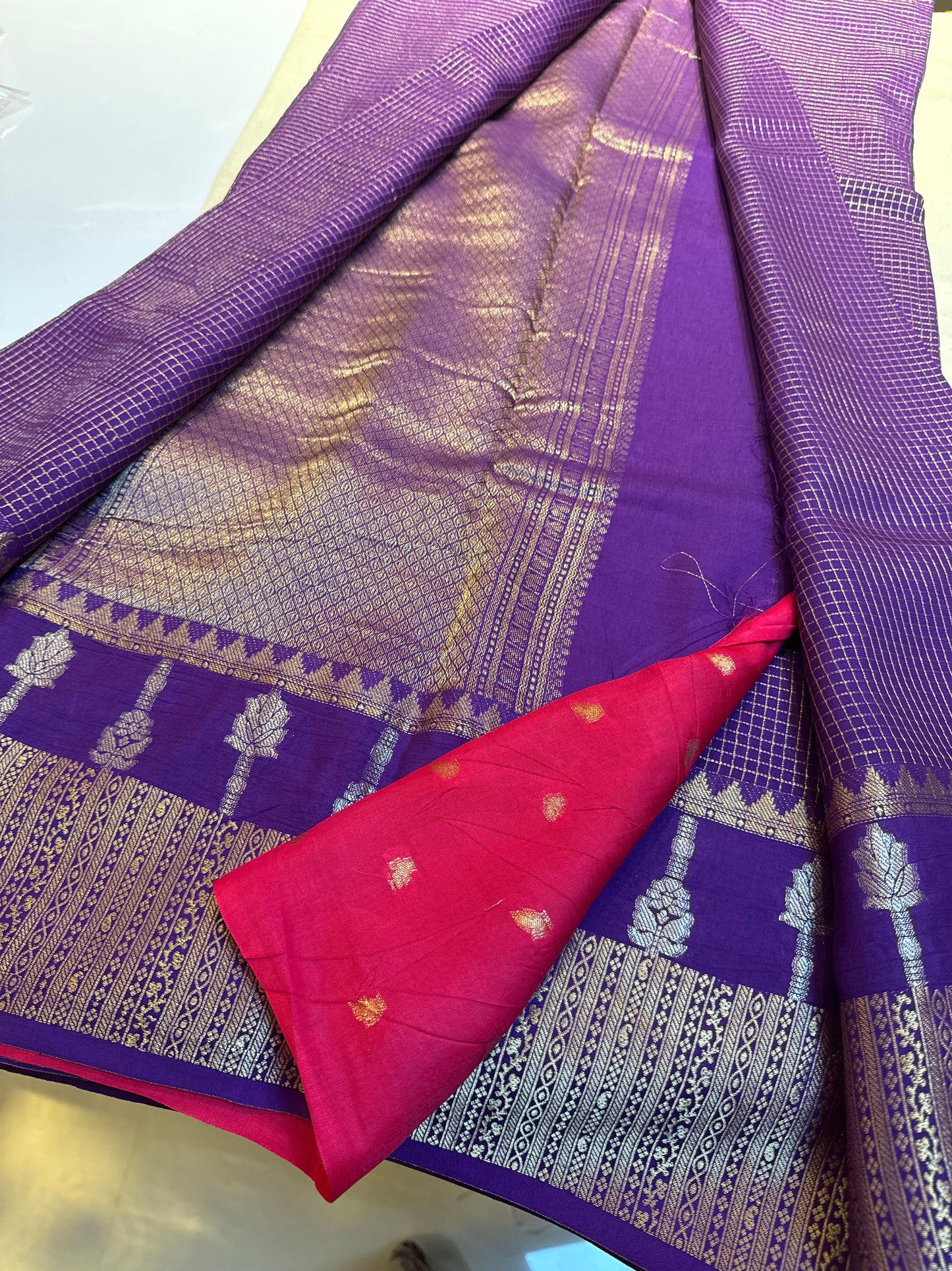 Purple with pink viscose georgette saree