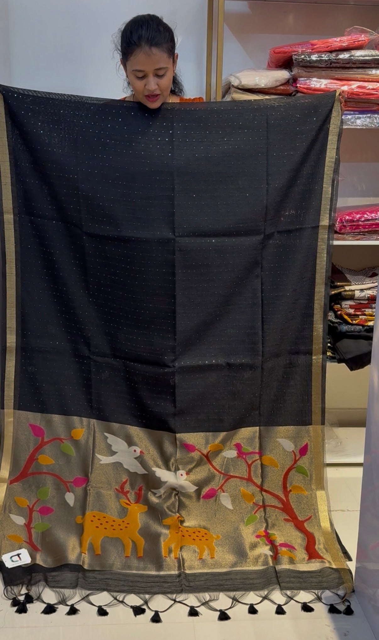 Black handloom jamdani saree