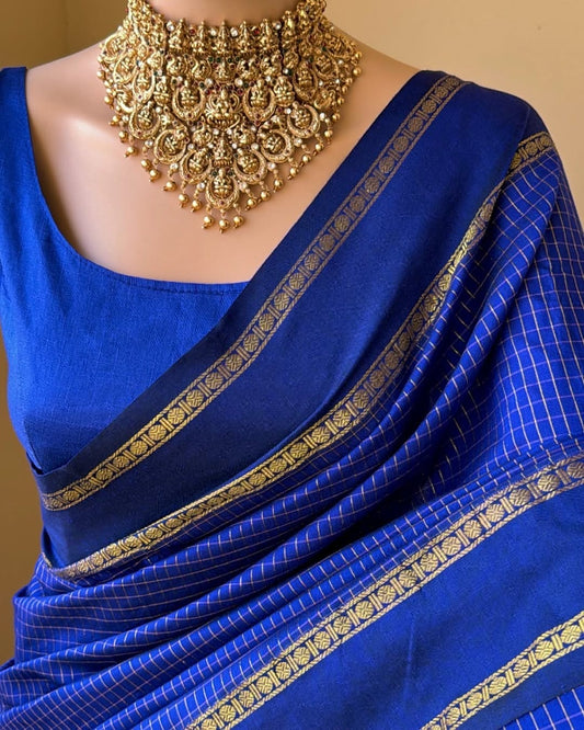 Royal Blue Cotton Silk Saree