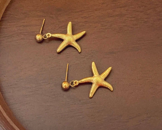 Anti Tarnish Star Themed Drop Earrings