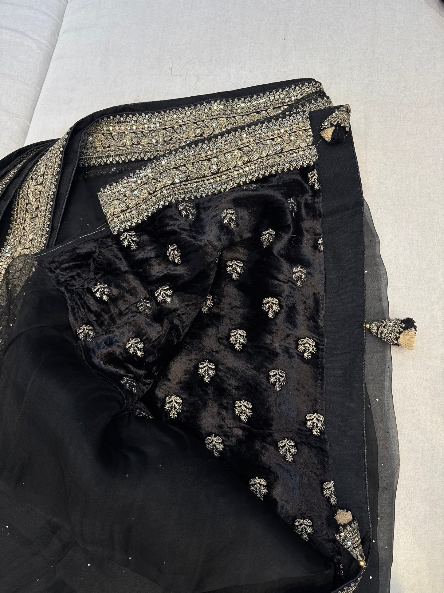 Black pure tissue Sabyasachi inspired saree