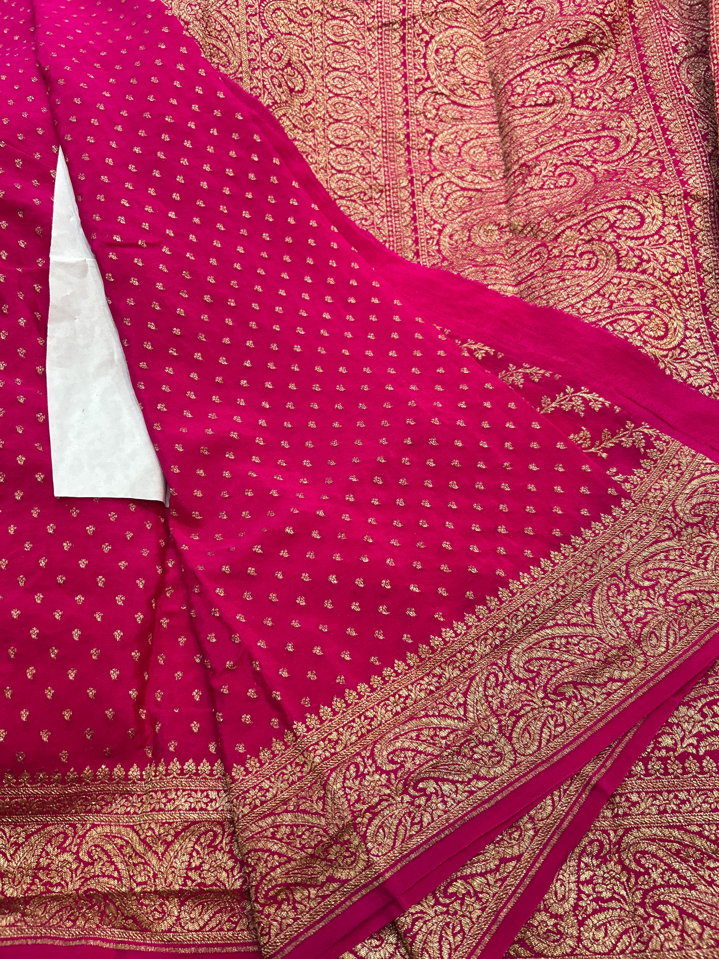 Pink pure crepe Banarasi saree(pure104) – Seragu By Spurthi Gowda