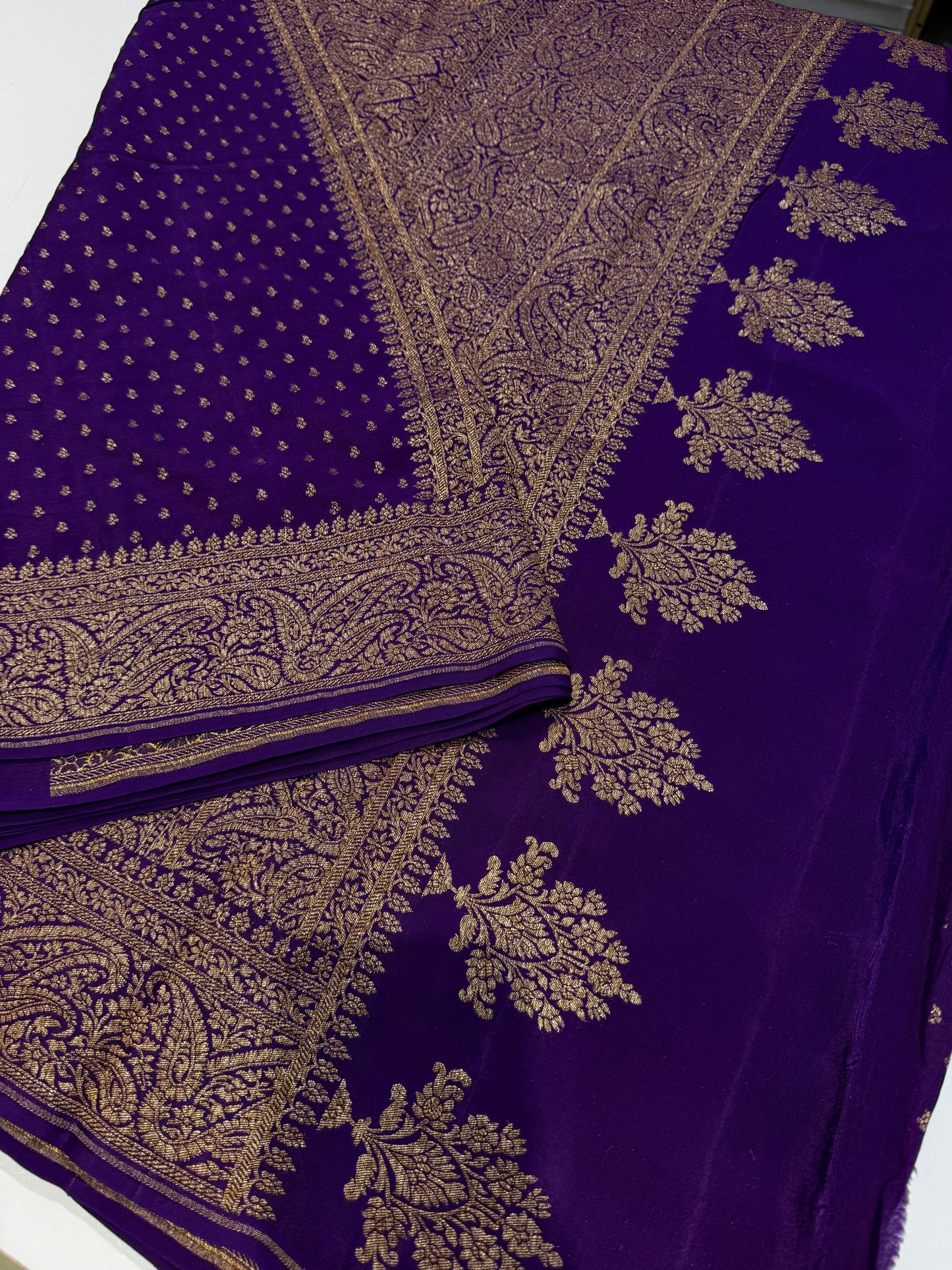 Purple pure crepe Banarasi saree(pure111)