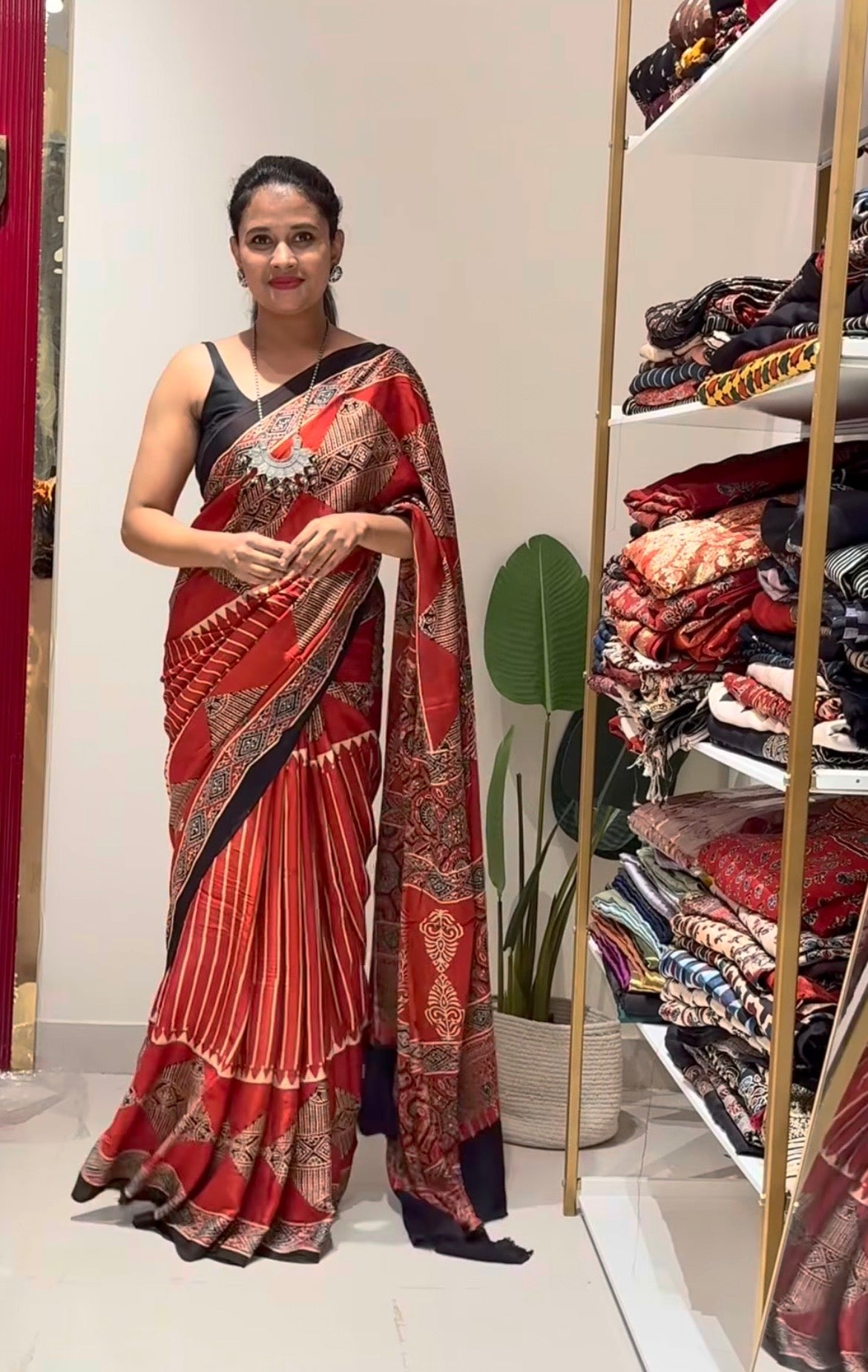 Red pure modal silk saree