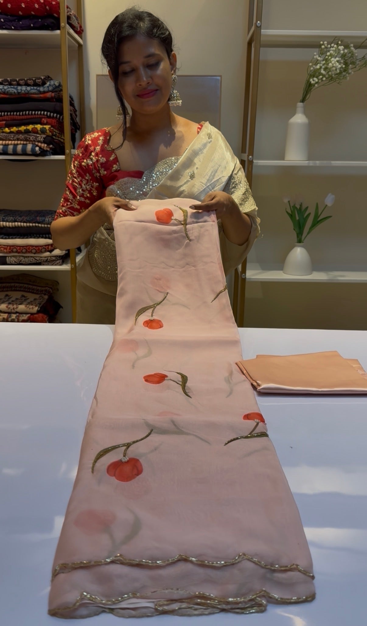 Tulip hand work saree