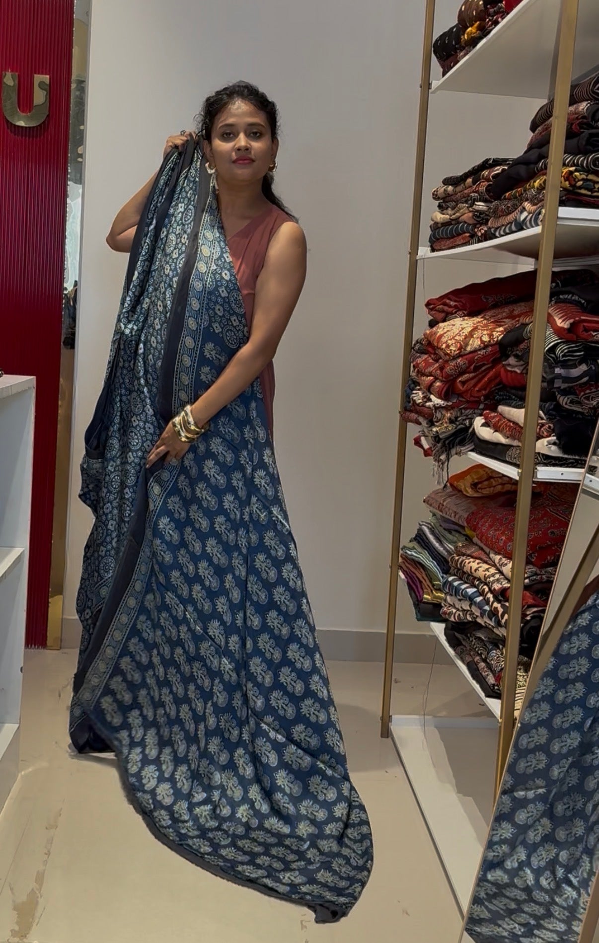 Blue pure modal silk saree