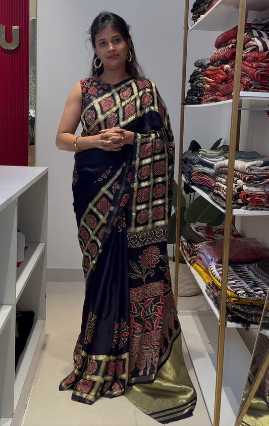 Blue modal silk saree