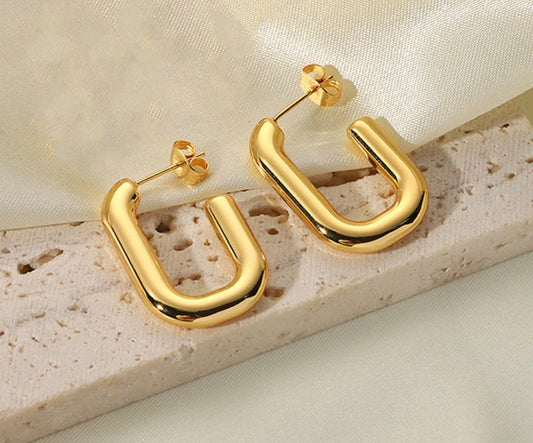 Anti Tarnish Geometrical Statement Hoop Earrings