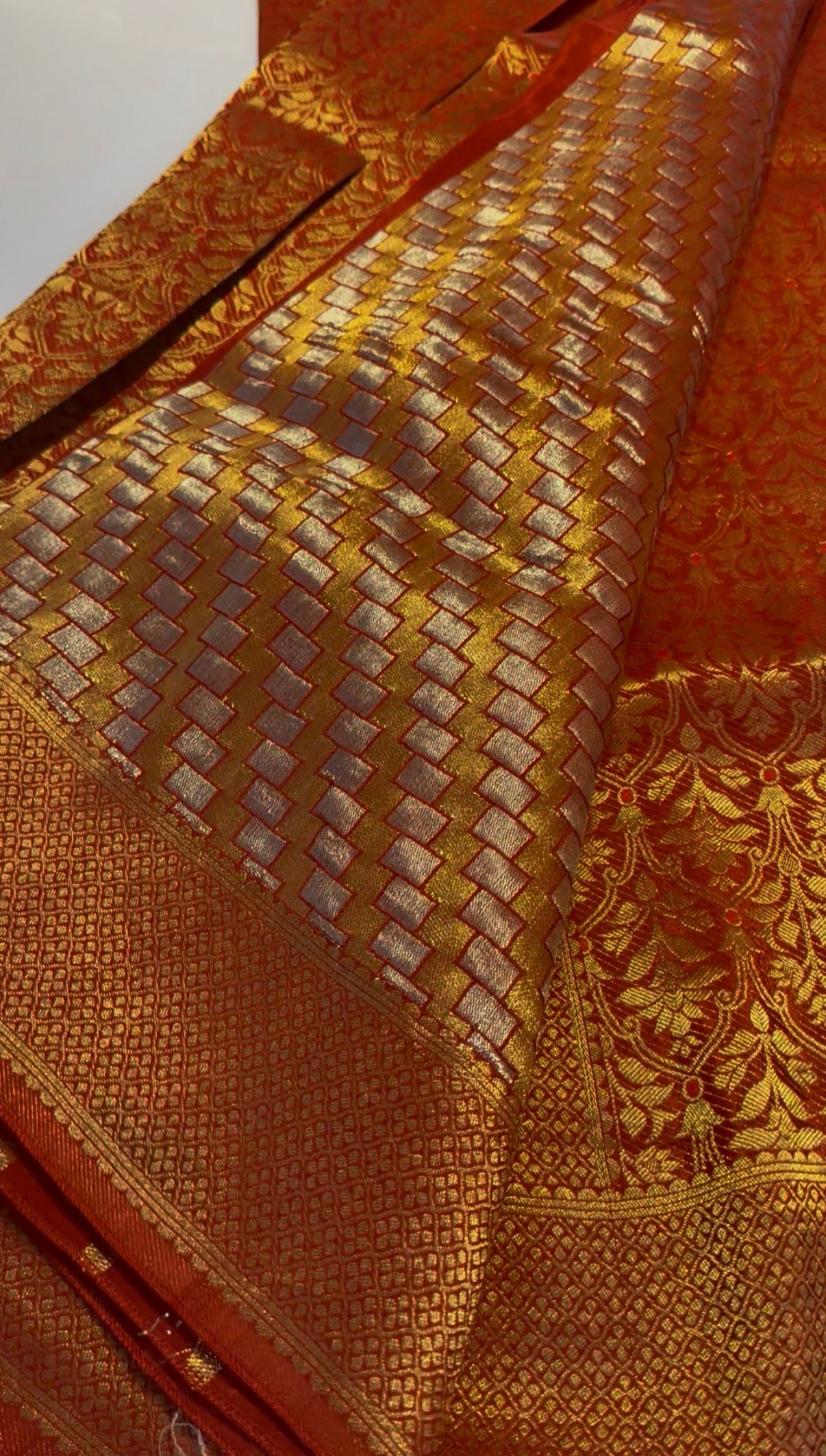 Red Premium brocade crepe Banarasi saree where rich weaving meets effortless drape-luxury that fits your budget.(Brocade2)