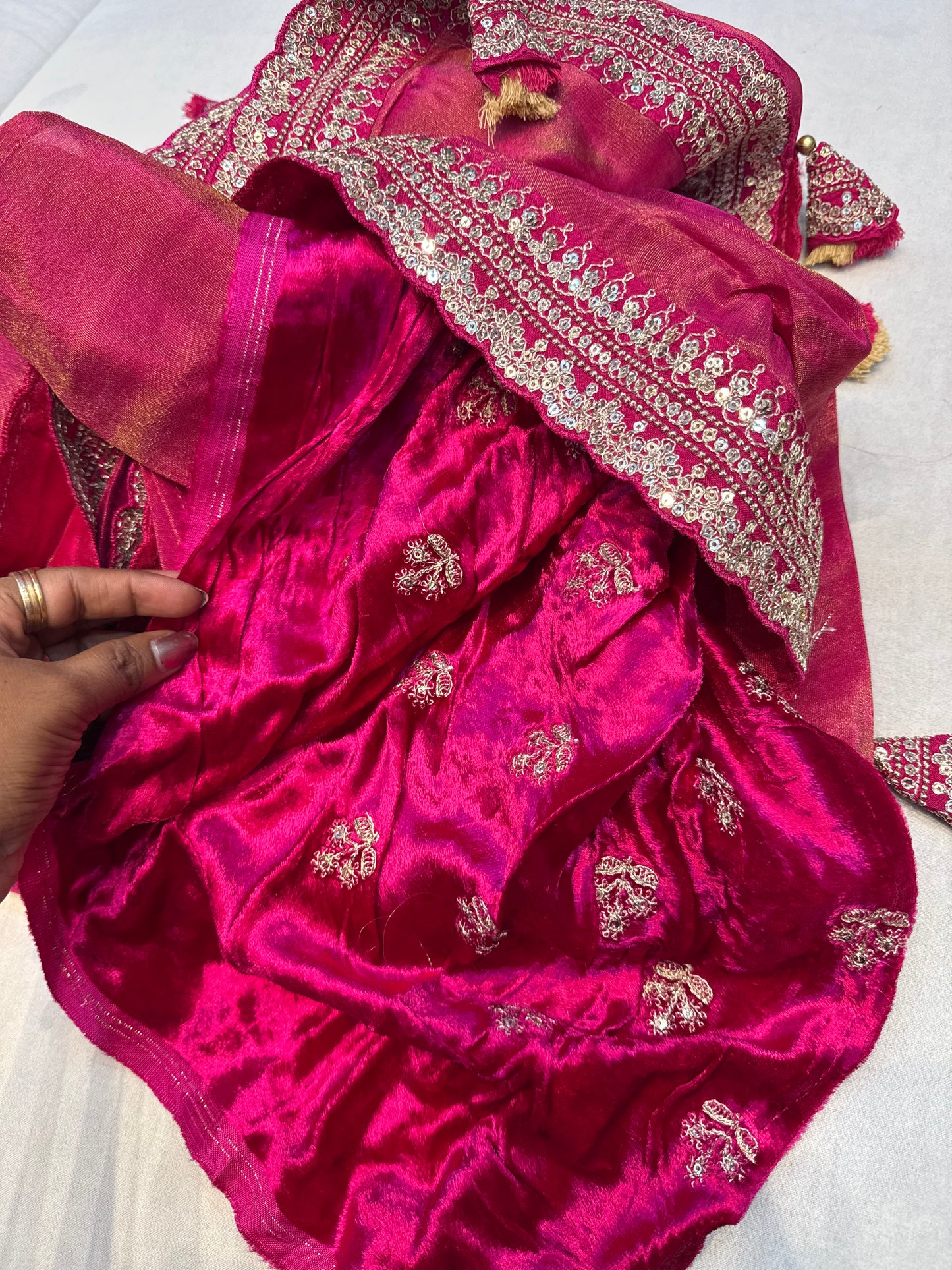 Pink Sabyasachi inspired premium crepe silk saree