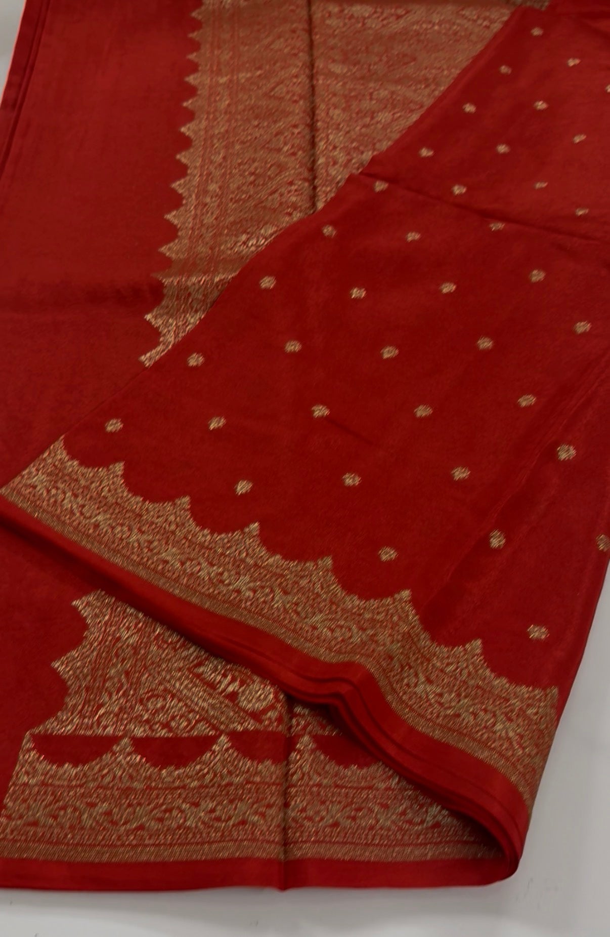 Red Pure Crepe chiffon banarasi saree
