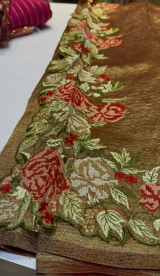 Tissue crush Banarasi cut work saree