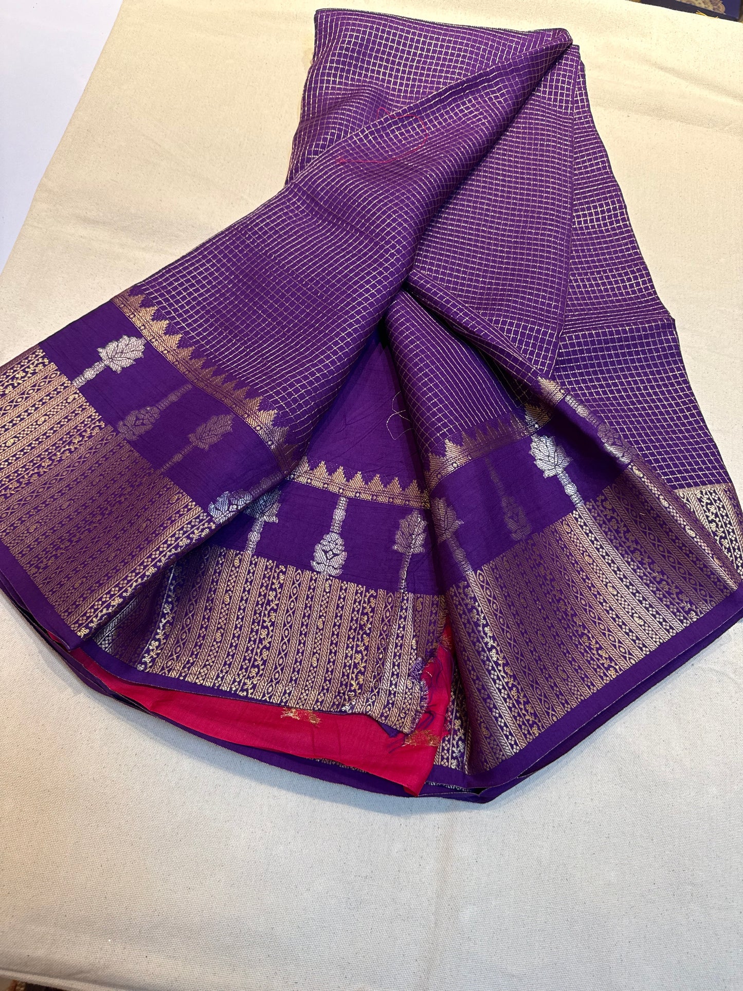 Purple with pink viscose georgette saree