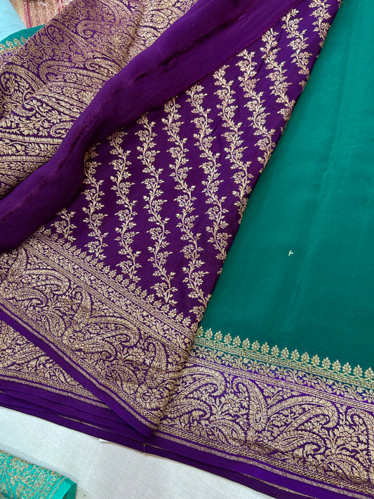 Pure crepe Banarasi saree
