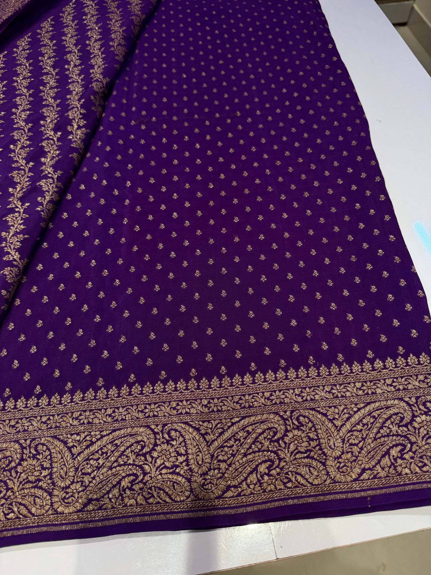 Purple pure crepe Banarasi saree(pure111)