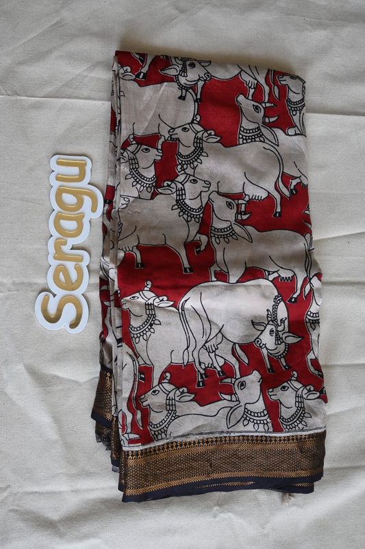 Kalamkari Chennur Silk Saree With Nizam Border