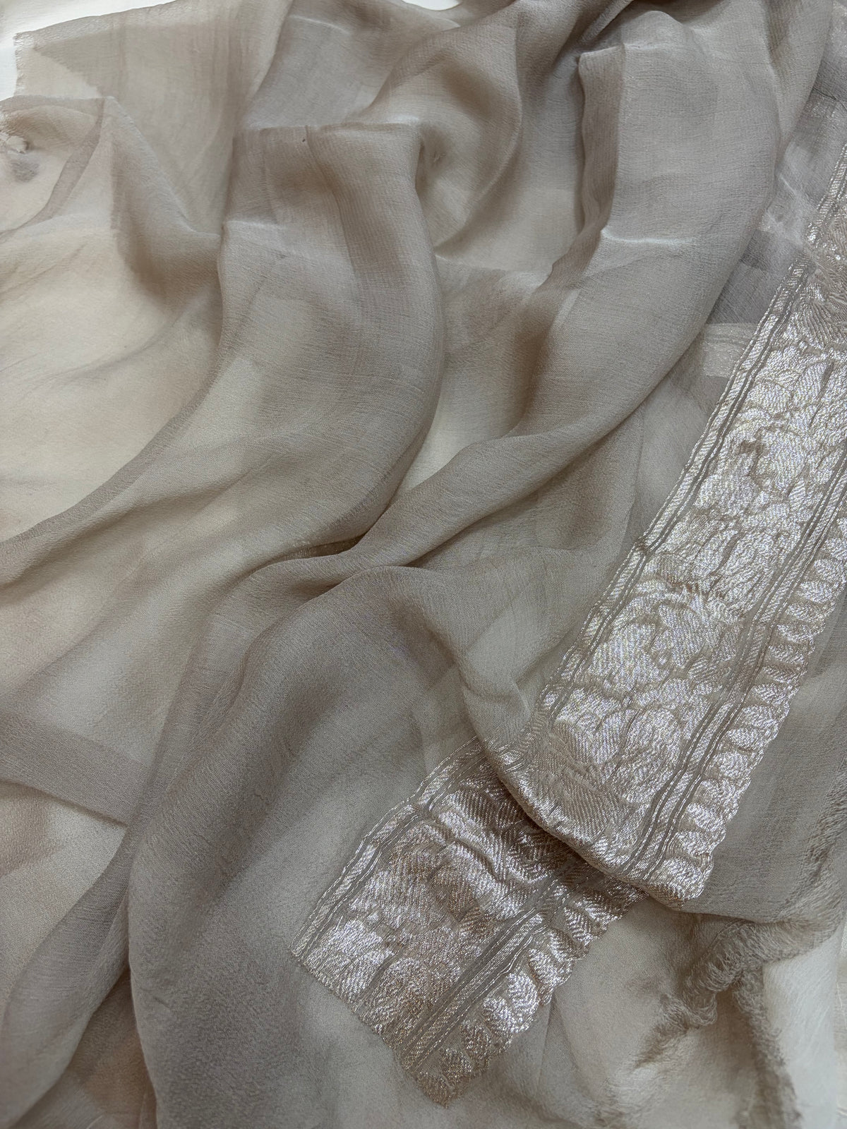 Double border Pure chiffon Banarasi sarees