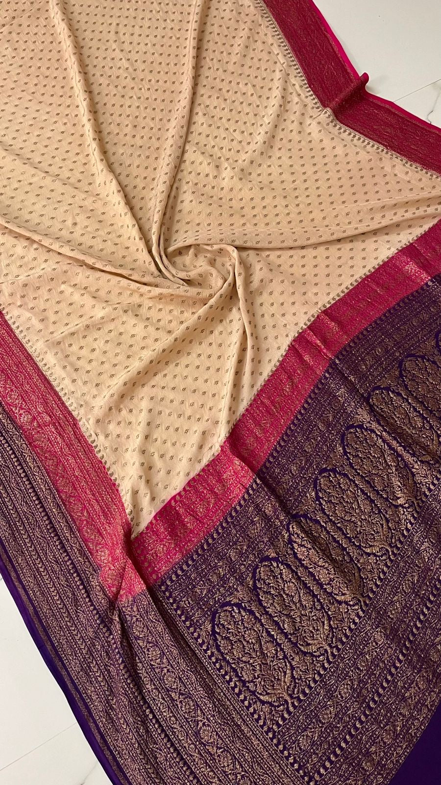 3D Pure Crepe banarasi saree