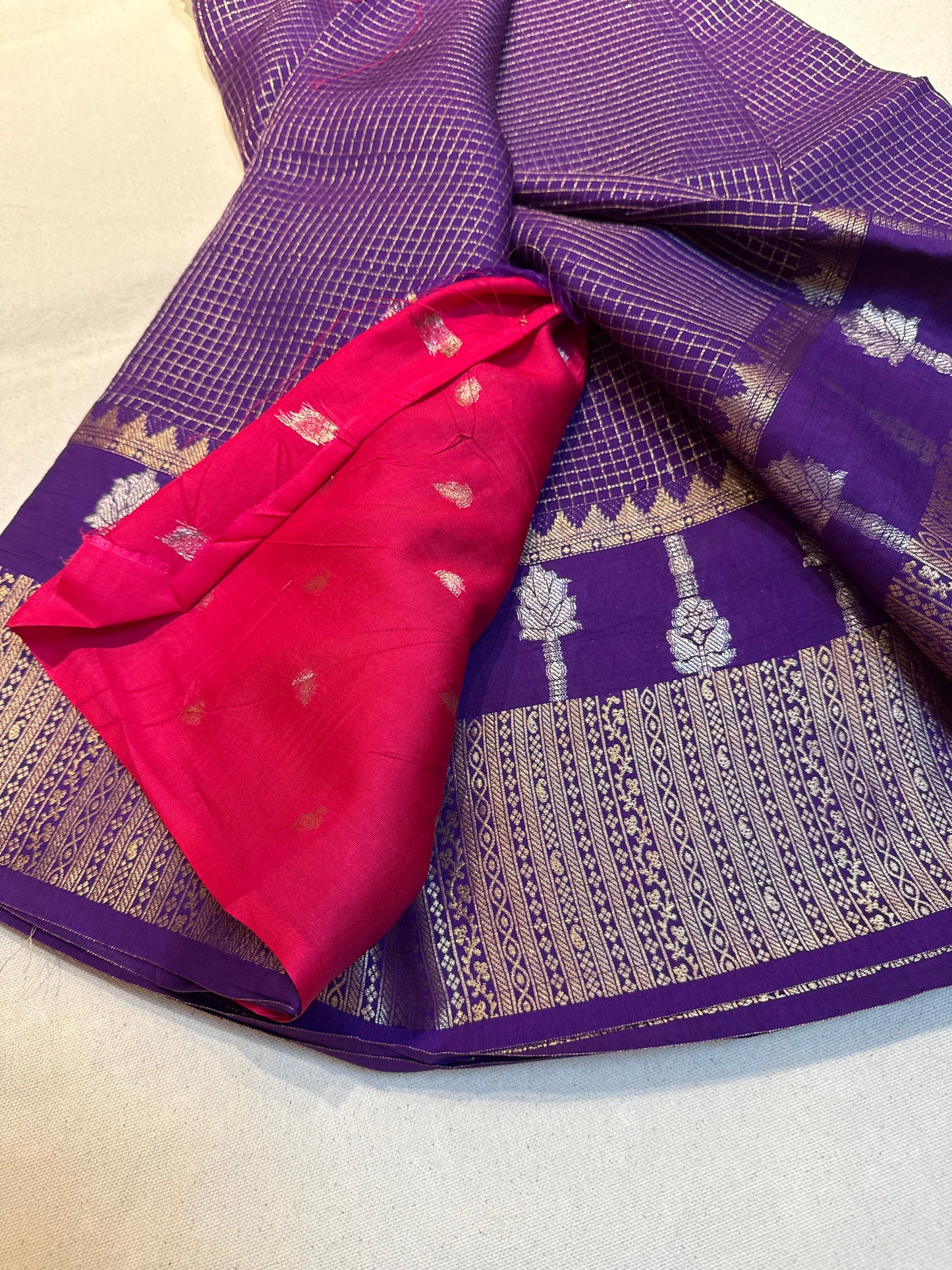 Purple with pink viscose georgette saree