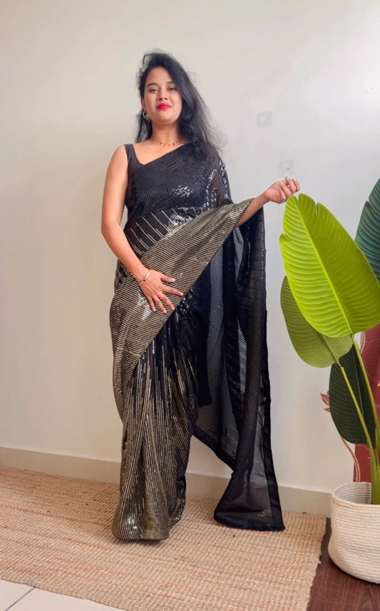 Black party wear saree