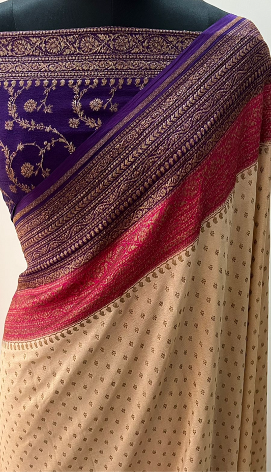 3D Pure khaddi georgette banarasi saree