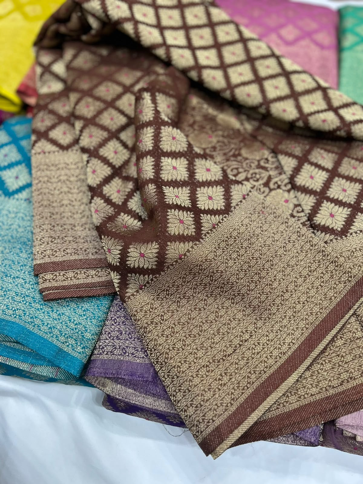 Crushed Brocade georgette sarees