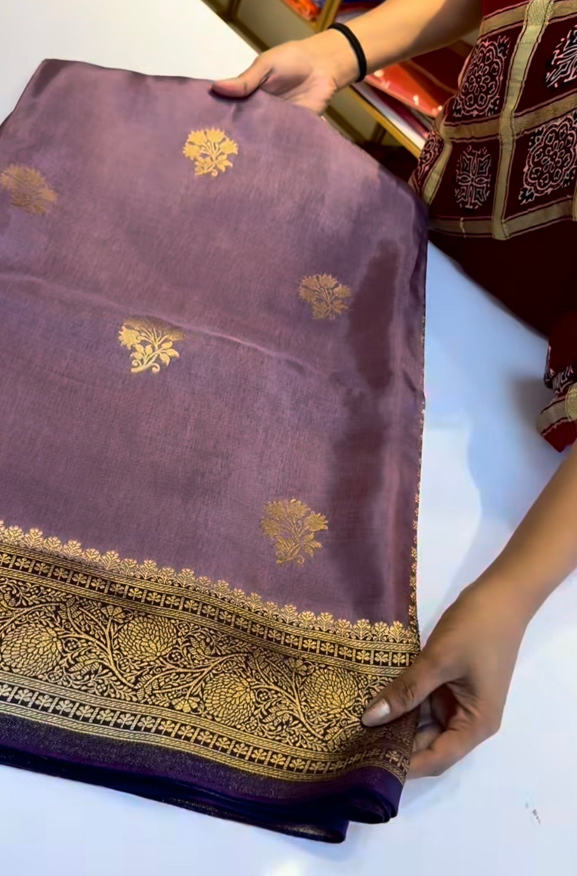 Lilac Banarasi Saree