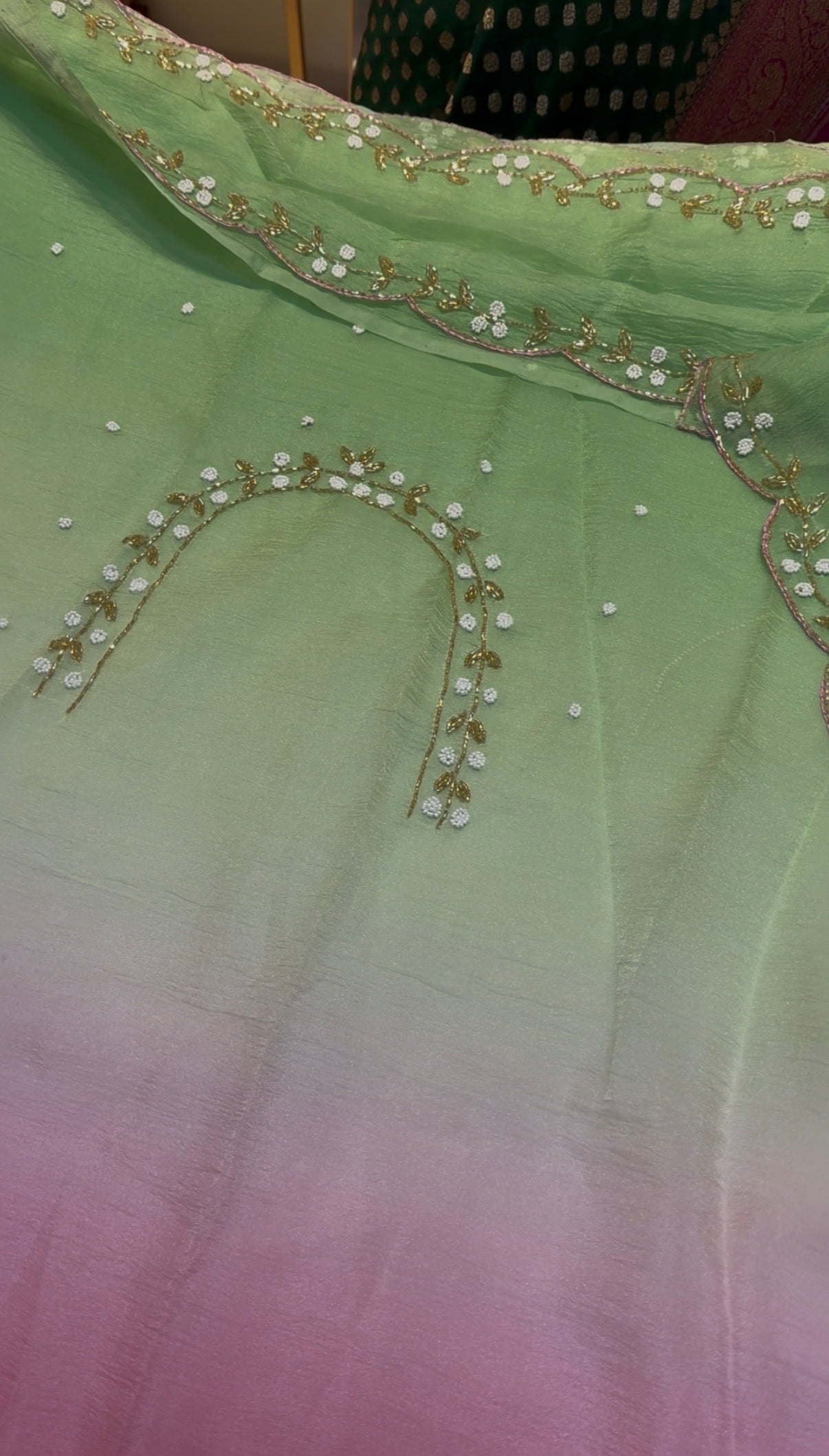 Candy Crush Pink With Pista Green saree