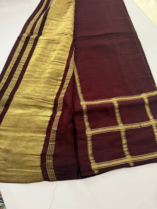 Wine Pure modal silk saree (modalzari)