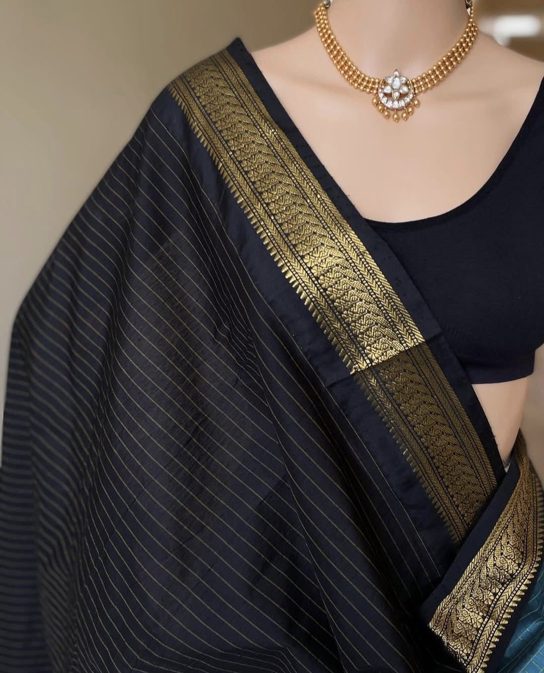 Sky blue cotton silk saree