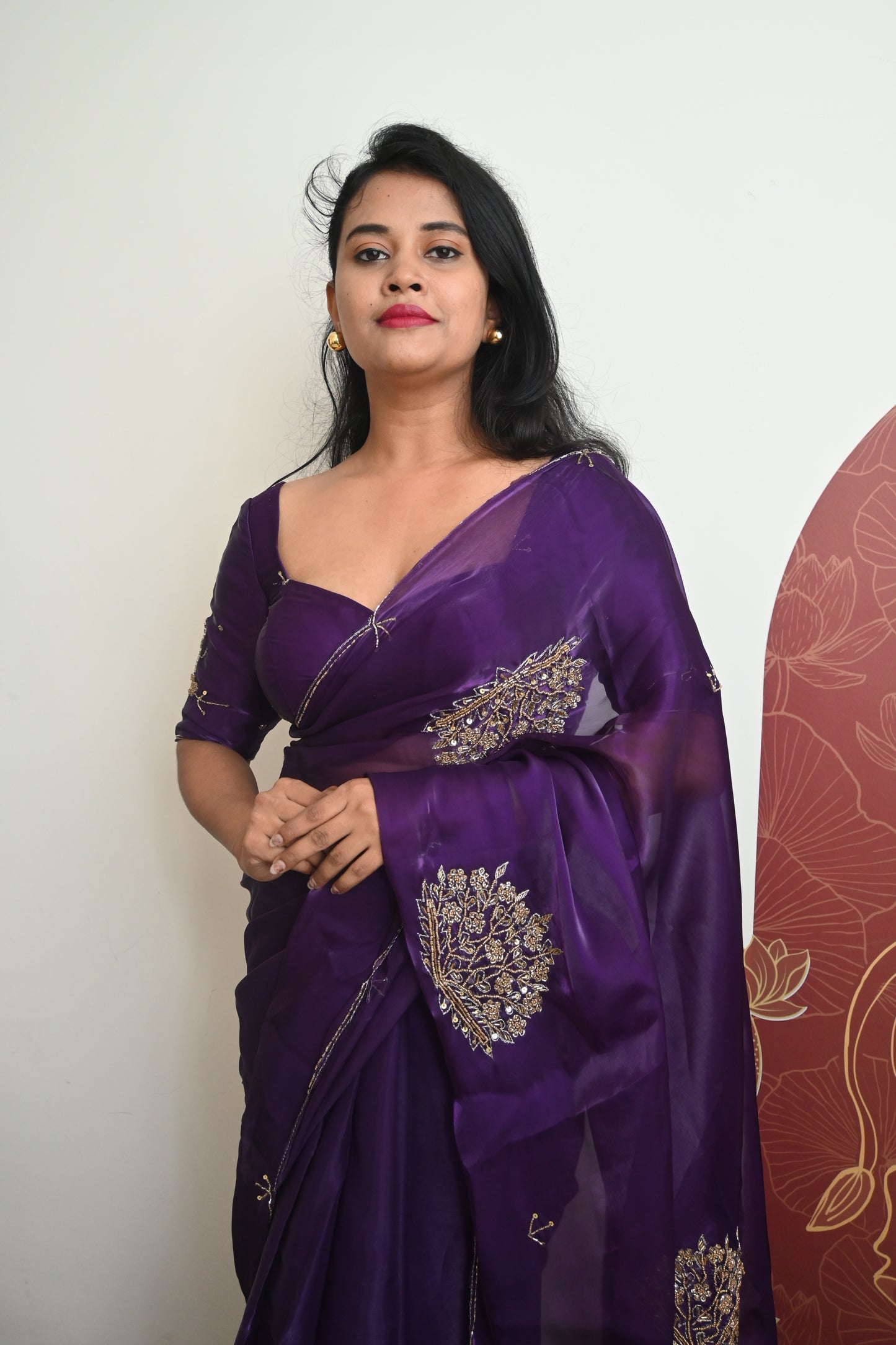 Designer hand work party wear saree
