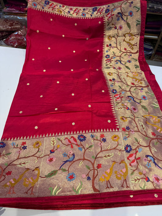 Pink tassur paithani silk saree