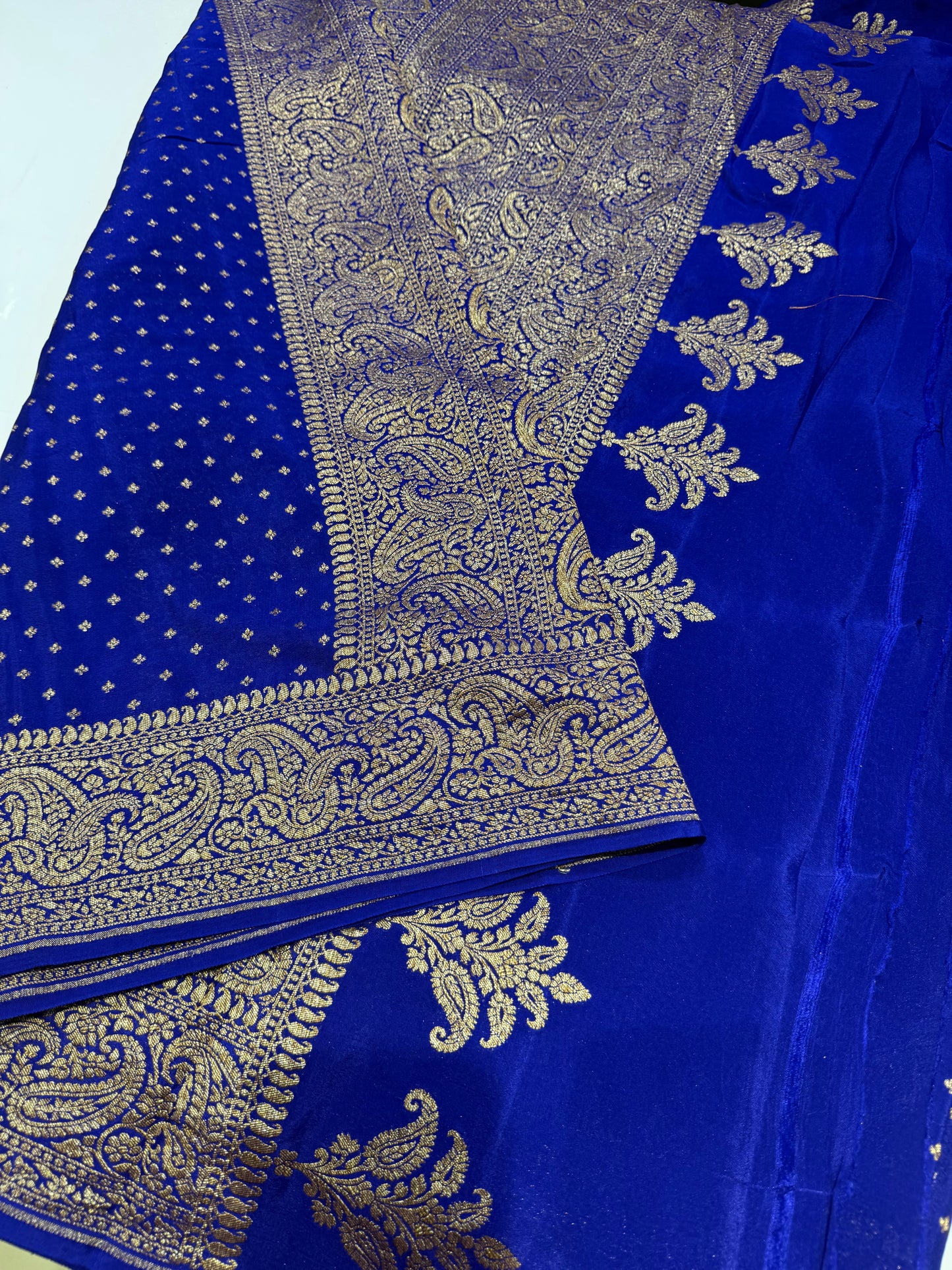 Blue pure crepe Banarasi saree(SBSG900)