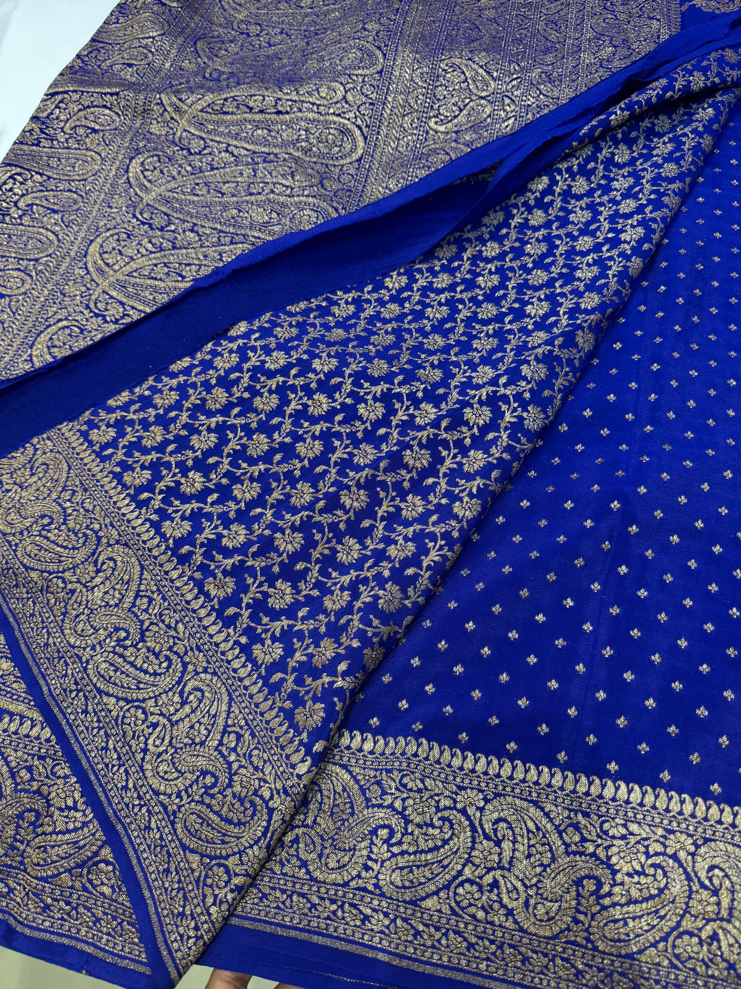 Blue pure crepe Banarasi saree(SBSG900)