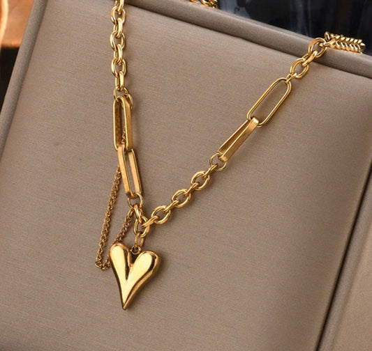 Anti Tarnish Heart Themed Rope Chain Necklace