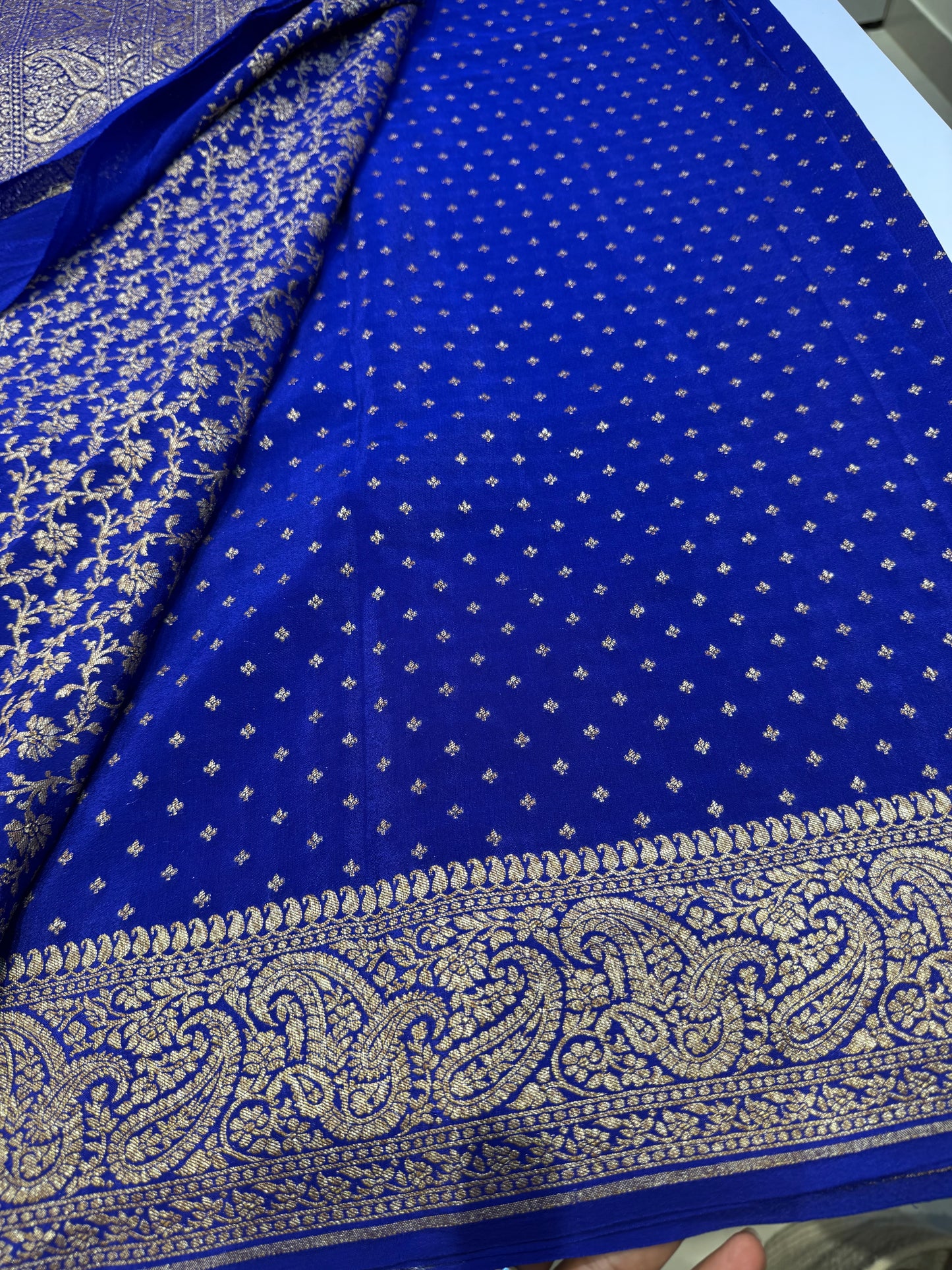 Blue pure crepe Banarasi saree(SBSG900)