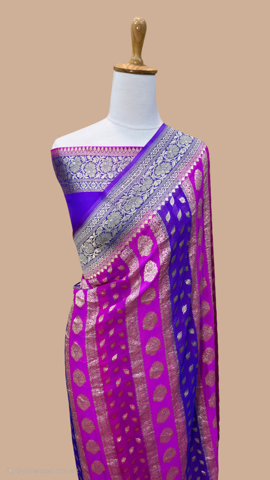 Pure khaddi georgette rankart banarasi saree