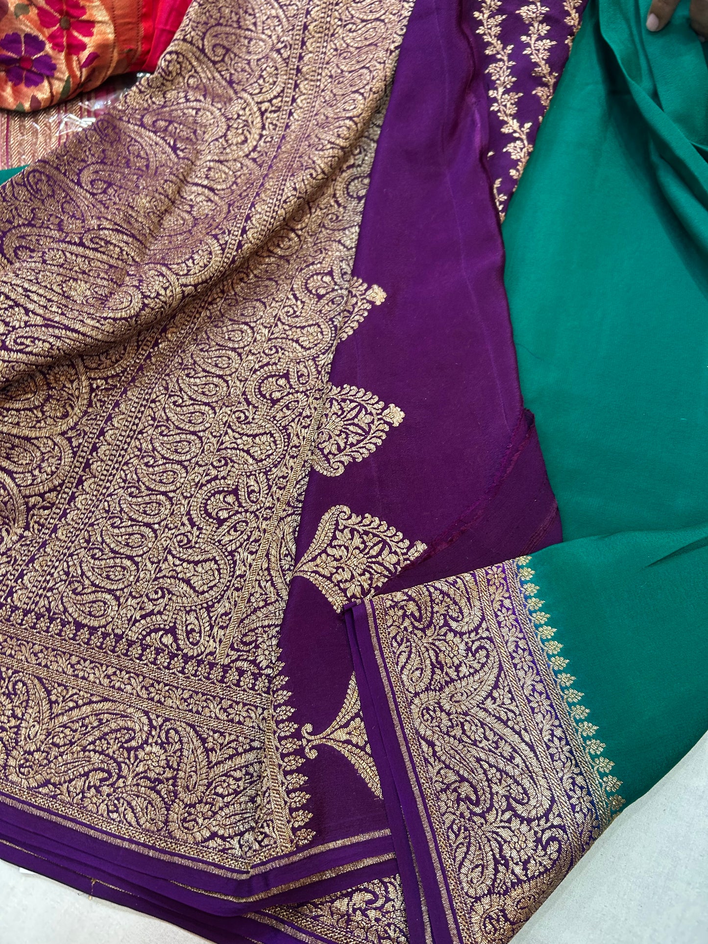 Pure crepe Banarasi saree