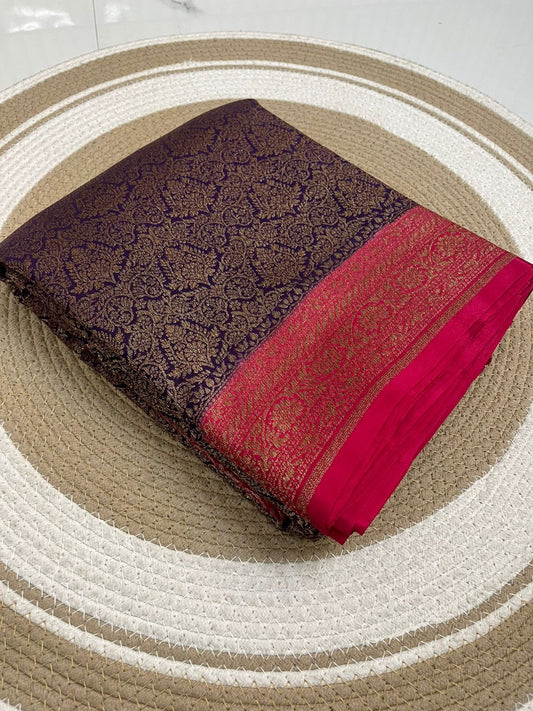 PURE BROCADE Khaddi Crepe Chiffon Handloom Banarasi Saree
