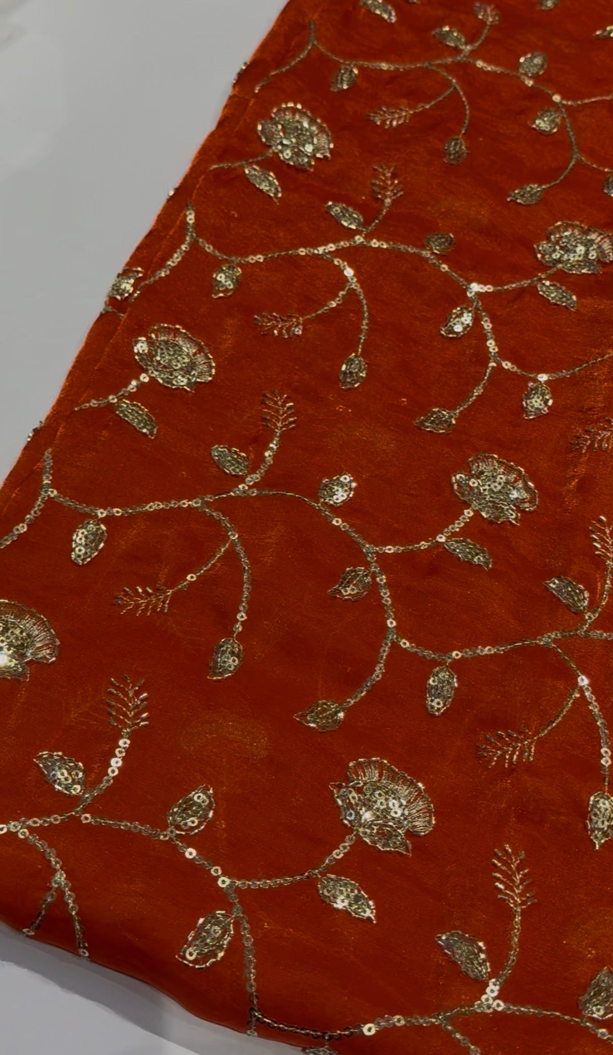 Orange space silk saree with embroidery work saree(SBSG101)